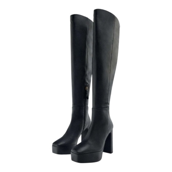 Zara Shoes - 🌟Zara Black Over The Knee Leather Platform Boots
